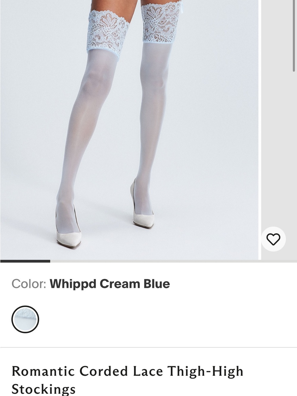 Savage X Fenty Romantic Corded Lace Whipped Cream Blue Lace Thigh-High Stockings
